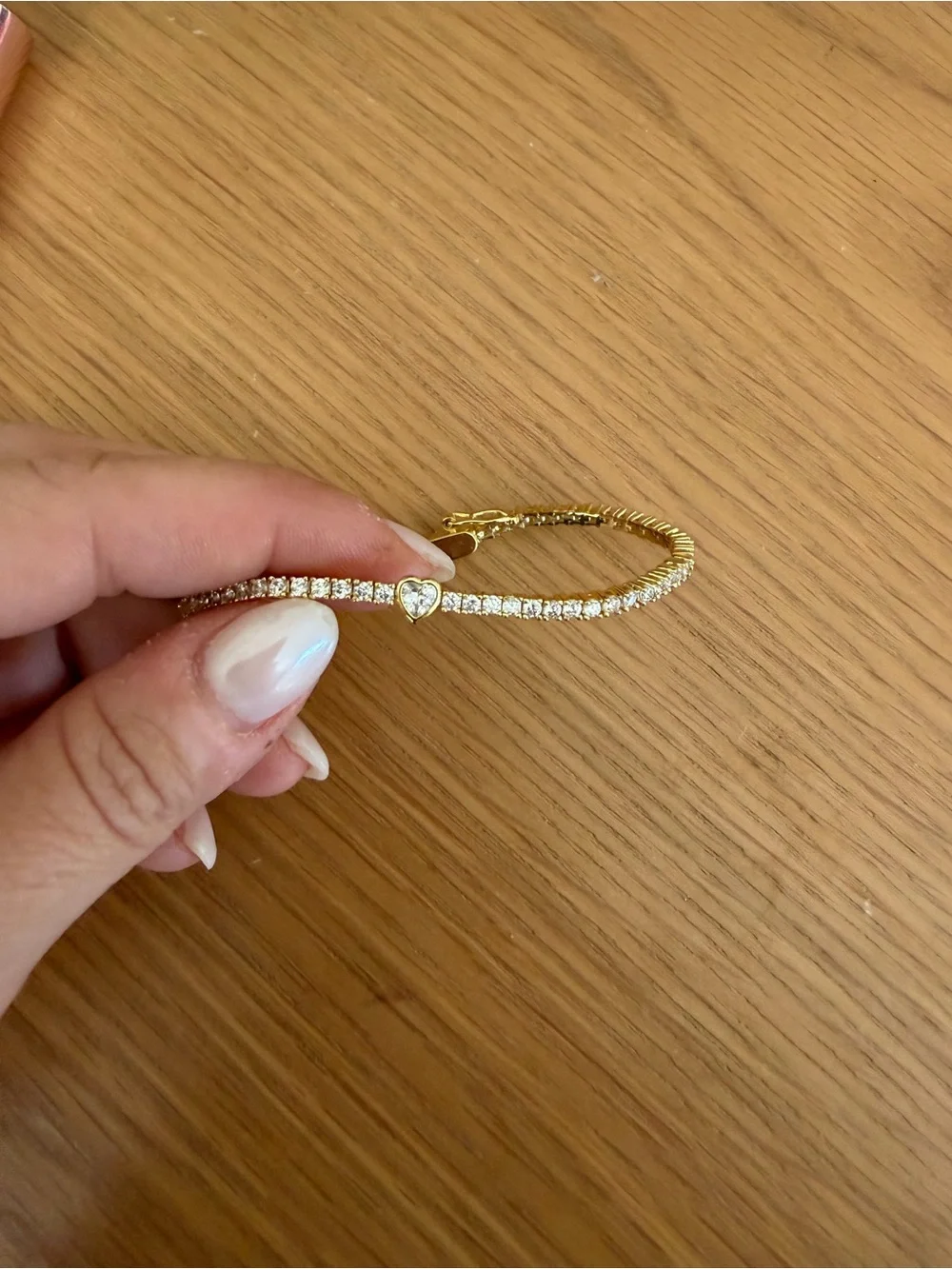 Sami Jewels Gold Bezel Heart Tennis Bracelet 6.25”